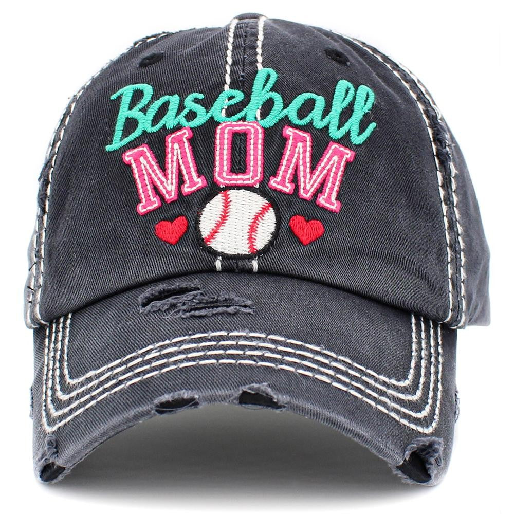 Black Baseball Mom Embroidered Cap