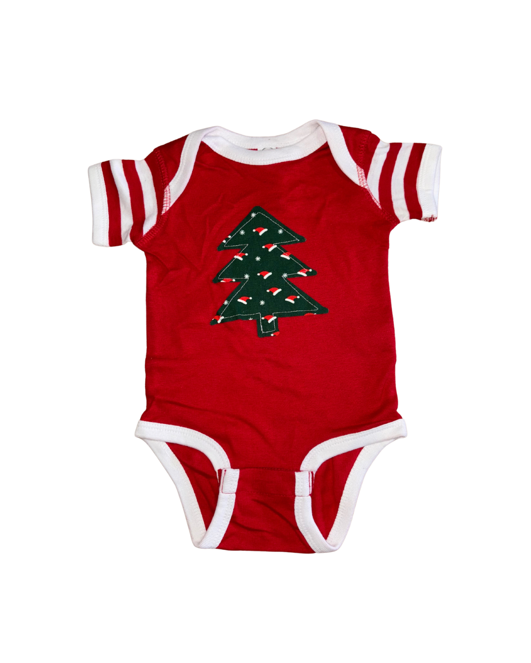 Christmas Tree Striped Sleeve Onsie
