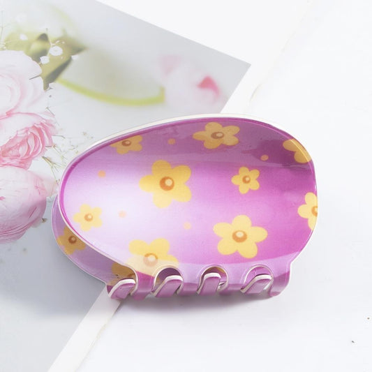 Purple Flower Egg Claw Clip