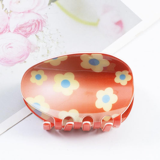 Orange Flower Egg Claw Clip