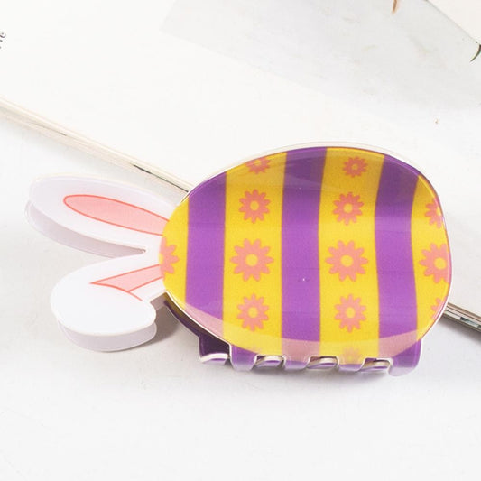 Purple Stripe Bunny Ear Claw Clip