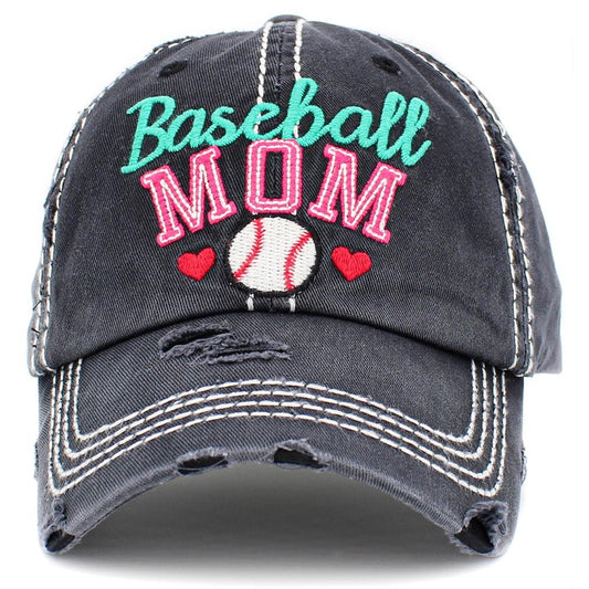 Black Baseball Mom Embroidered Cap