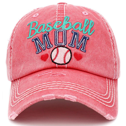 Pink Baseball Mom Embroidered Cap