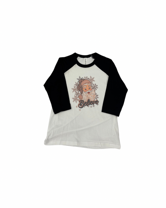 Santa Believe Baseball Tee