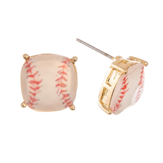 Gold Baseball Stud Earrings