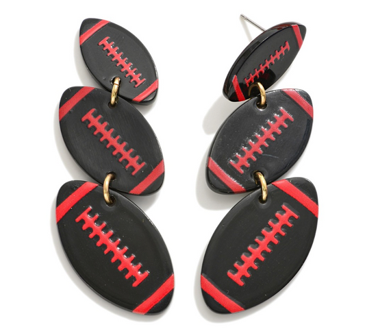 Black Football Drop Earrings