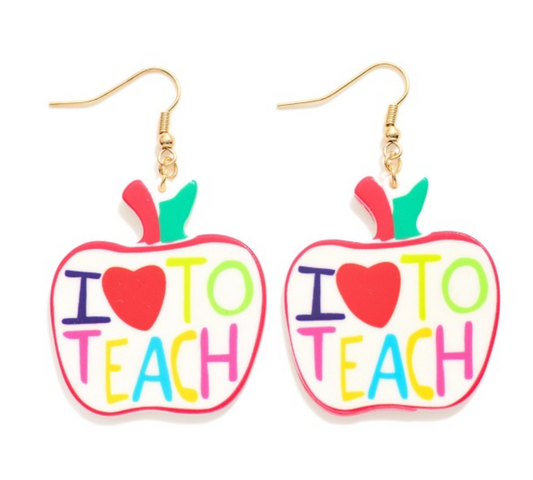 "I love to Teach" Earrings