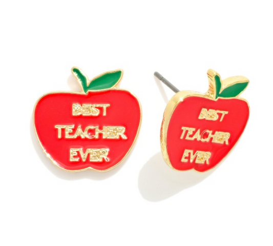 Apple "Best Teacher Ever" Stud Earrings