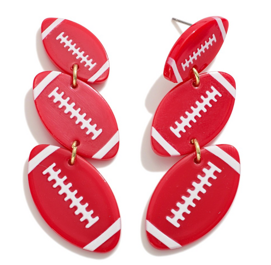 Red Football Drop Earrings
