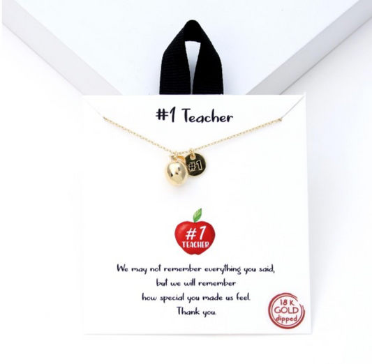 Apple and #1 Teacher Necklace