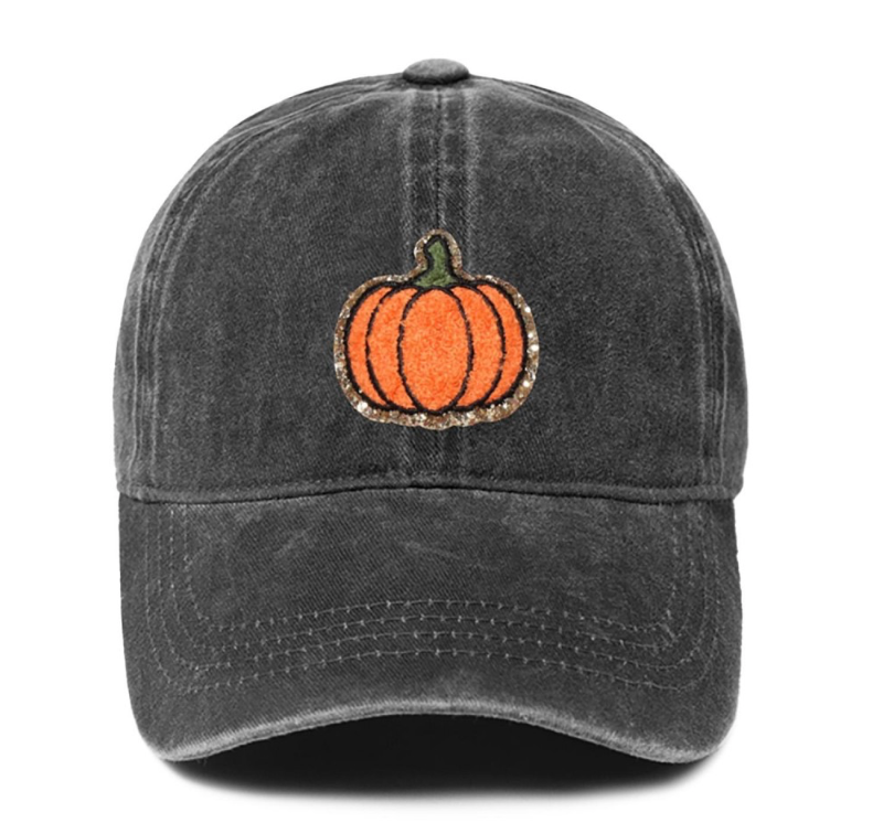 Grey Pumpkin Glitter Hat