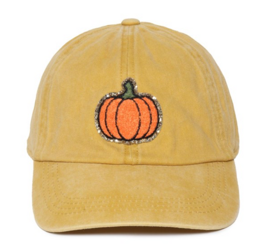 Mustard Glitter Pumpkin Hat